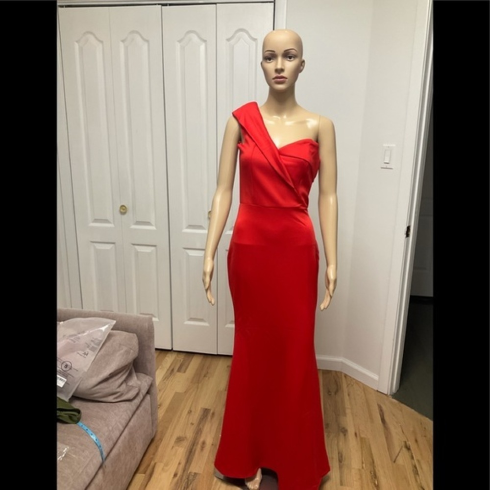 Red one shoulder dress